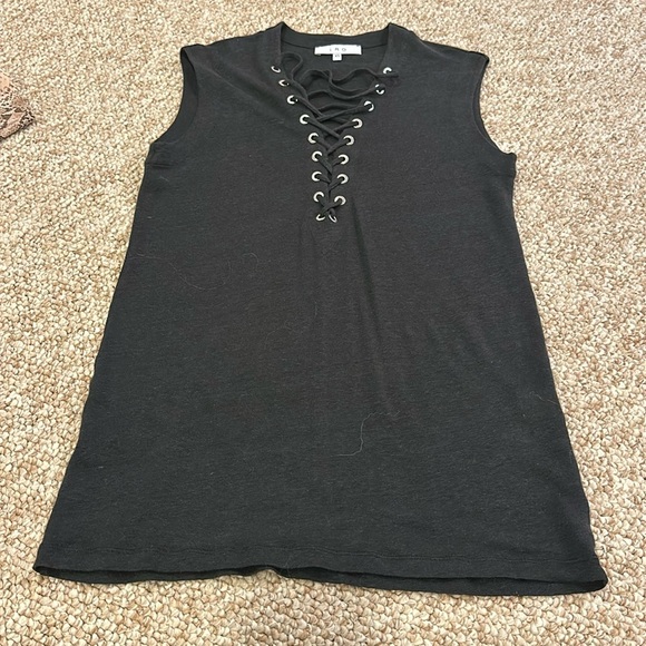 IRO Nuala Size S Slate Distressed Cotton Blend Sleeveless Pullover